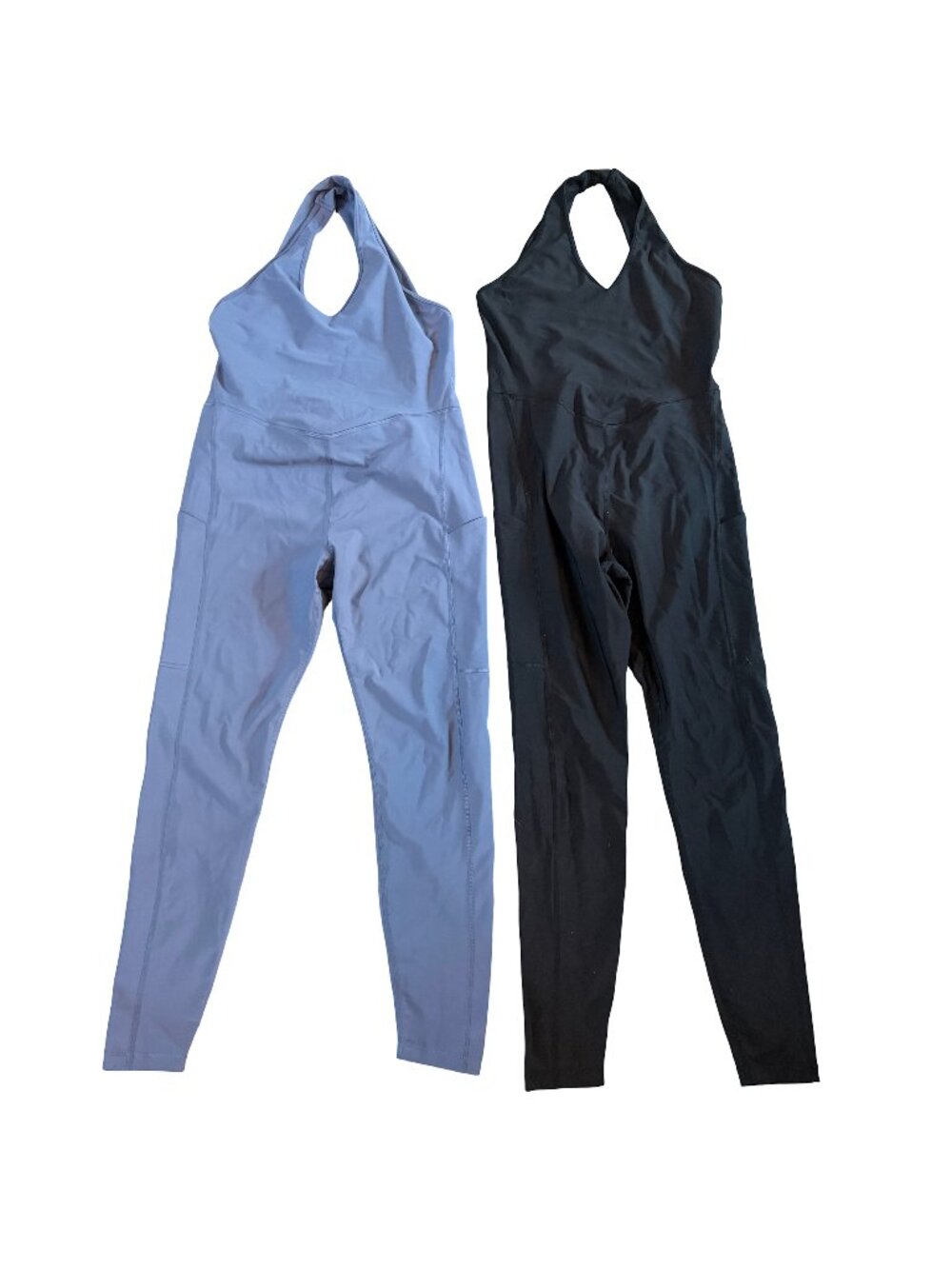 Old Navy Active Black Blue Halter Racerback Jumpsuit Set of 2 Leg Medium Women's